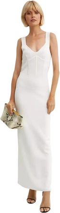 Nina Ricci Corset Midi Jurk - Dames - Avondkleed - Wit - XS - Leer - Kleedjes