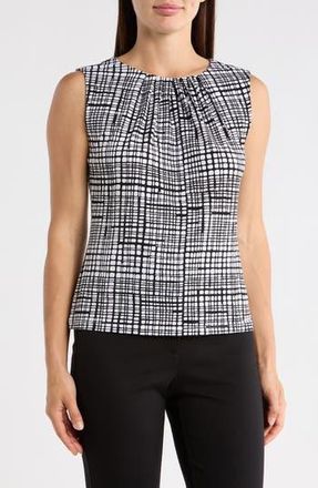 Calvin Klein Pleat Front Tank in Black/White at Nordstrom Rack, Size X-Small
