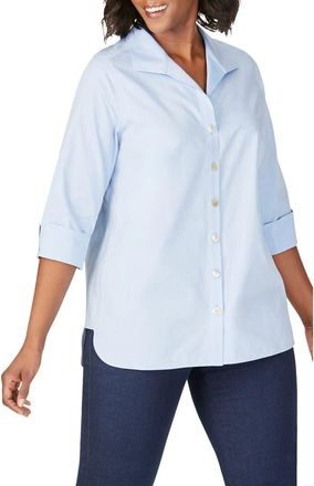 Foxcroft Pandora Non-Iron Tunic Shirt in Blue Wave at Nordstrom, Size 14W