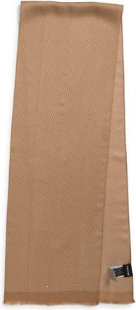 Tom Ford Polka Dot Silk Twill Fringe Scarf in Camel/off White at Nordstrom