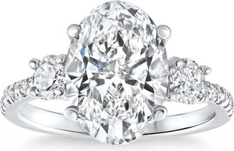 Pompeii3 Certified 3 1/4Ct Oval Diamond Engagement Ring 14k Gold Lab Grown