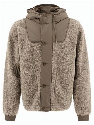 C.P. Company Textured Fleece Casual Jacket With Hood And Button-Up Front