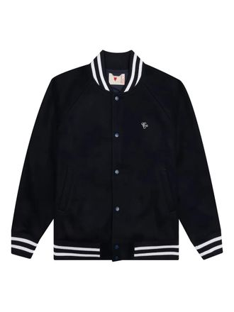 Emotionally Unavailable melting-heart varsity jacket - Black