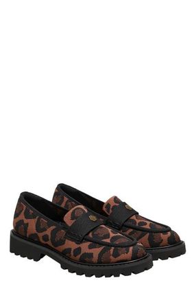 Vivaia Round-Toe Platform Chunky Heel Loafers in Brown Leopard at Nordstrom, Size 6.5