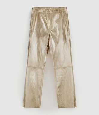 Jeanne Vouland Pantalon Levy Simili Cuir Dor&eacute;