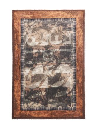 Pierre-Louis Mascia Euclides landscape-print border scarf - Brown