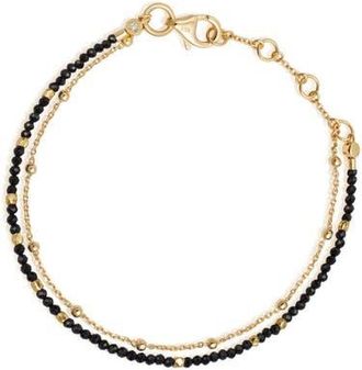 Astley Clarke Gold Fine Biography Black Spinel Bracelet at Nordstrom, Size 7.5