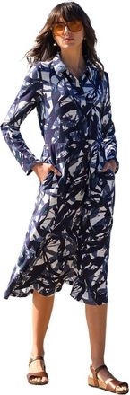Celtic & Co. Slub Jersey Shirt Midi Dress in Navy Brushstroke at Nordstrom, Size 12