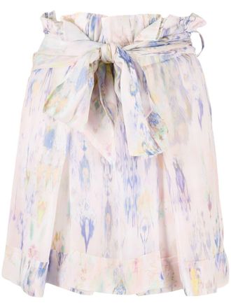 Iro floral-print tied-waist short skirt - women - Polyester/Viscose - 38 - Pink