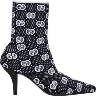 Gucci Stivaletti Donna Tessuto Nero/Bianco
