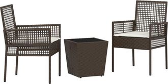 vidaXL Garden Bistro Set 3 pcs Brown Poly rattan Vidaxl