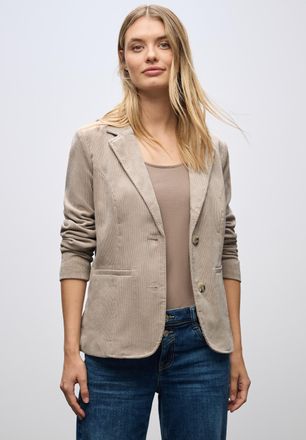 Street One Kurzblazer STREET ONE, Damen, Gr. 34, morning beige, Web, Obermaterial: 90% Polyester, 8% Polyamid, 2% Elasthan. Futter: 100% Polyester, unifarben, ta