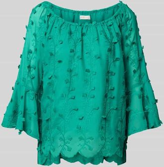 Apricot Blusenshirt mit Zierbesatz in Gruen, Gr&ouml;&szlig;e L