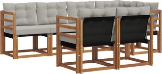 vidaXL Conjunto De Sof&aacute;s De Exterior 7 Uds. Gris Natural Y Claro Vidaxl