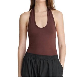 Apiece Apart Bodi Halter Bodysuit In Chocolate