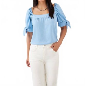 Karen Kane Sienna Square Neck Top In Sky Blue