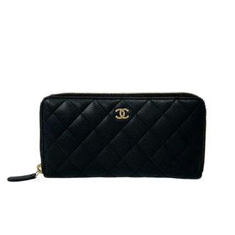 Chanel Black Grained Calfskin Long Wallet (Bi-Fold) (Pre-Owned)