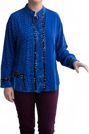 Iguana Batik Boxy Jacket Top In Royal Blue