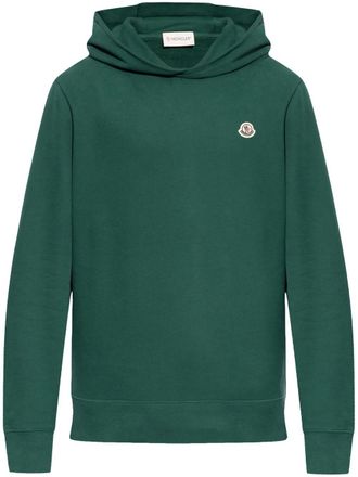 Moncler logo-patch cotton hoodie - men - Cotton - S - Green