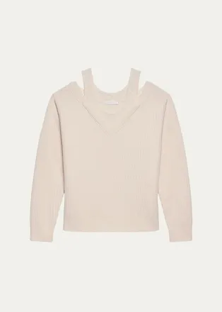 Helmut Lang Cold-Shoulder Wool Top