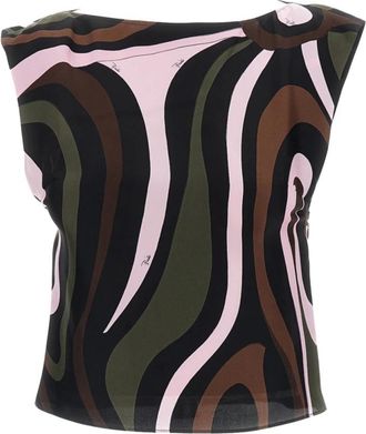 Pucci Marmo Print Zijden Top - Dames - Tops zonder mouwen - Veelkleurig - XS - Tops