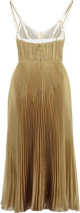 Prada Womens Pleated Midi Dress Gold Polyester