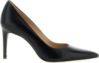 Stuart Weitzman Black Solid Pointed Toe