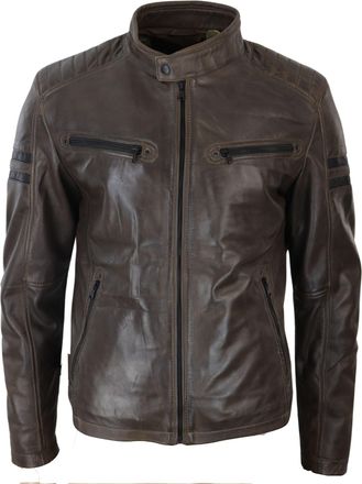 TruClothing Leather Biker Racing Jacket Short