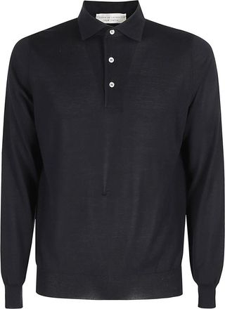 FILIPPO DE LAURENTIIS Manica Lunga Paramontura Merino - Heren - Polos - Blauw - 2XL - Wol - Tops