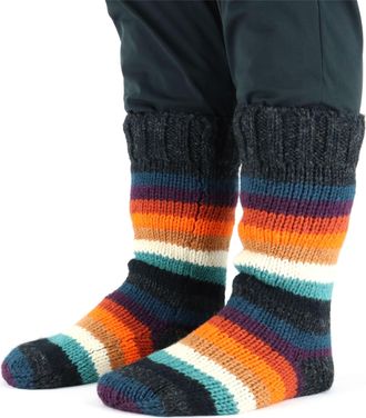 Loud Elephant Hand Knitted Wool Slipper Socks For Women Men Unisex Winter Warm Indoors UK 4-10 EU 37-46 Stripe Anu