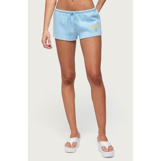 Edikted Argentina Low Rise Shorts in Light-Blue at Nordstrom, Size X-Large