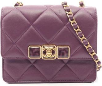 Chanel Pre-owned Vintage Schoudertas - Dames - Vintage Schoudertas - Paars - ONE Size - Leer - Vintage