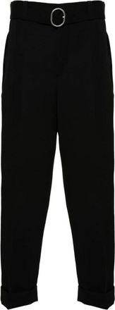Jil Sander Zwarte wollen broek met riem - Heren - Straight fit broeken - Zwart - L - Wol - Broeken