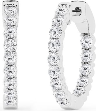 Grown Brilliance 1.00 Carat Round Lab Grown Inside Out Diamond Hoop Earrings in Sterling Silver, Color G+, Clarity SI