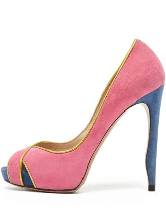 Nicholas Kirkwood 130mm suede open-toe pumps - women - Calf Leather/Calf Suede/Calf Leather - 37 - Pink