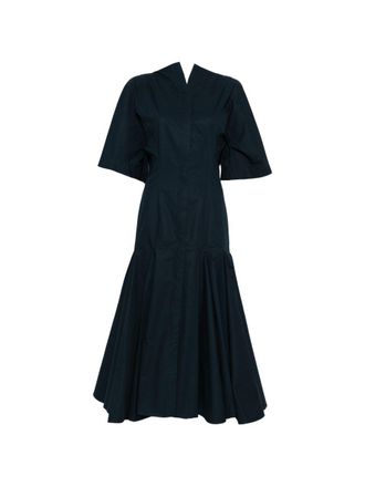 Jacquemus Womens V-Neck Button Fastening La Robe Moisson Midi Dress