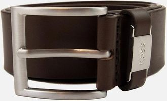 HUGO BOSS Mens Hugo Boss Connio Branded Metal Trim Belt Dark Brown 002 - Size: 110