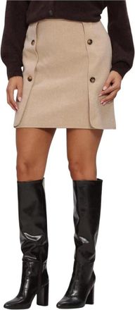 Ydence Rok Chloe - Dames - Korte rokken - Beige - M - Wol - Rokken