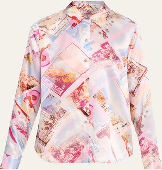 L'agence Tyler Silk Button-Front Blouse