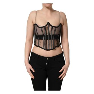 Dolce & Gabbana Sleeveless Tops, female, Black, Size: S Corset Top