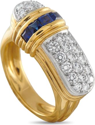 Luxury Bazaar 18K Yellow Gold 0.50ct Diamond and Sapphire Ring MF29-050626