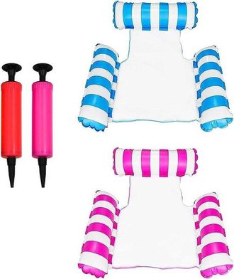 No Brand Paquete De 2 Hamacas Inflables Flotantes Para Piscina (azul + Rosa), Tumbona Multiusos 4 En 1 Para Fiestas Acu&aacute;ticas Y Diversi&oacute;n Veraniega
