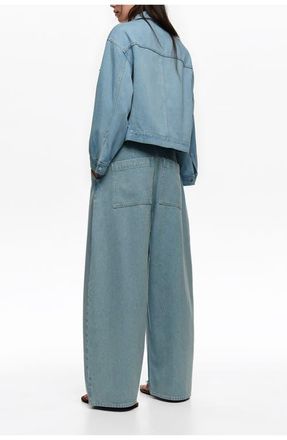 Bimba & Lola Fluid Straight-leg Denim With Pleats in Light Denim Blue at Nordstrom, Size 34 Eu