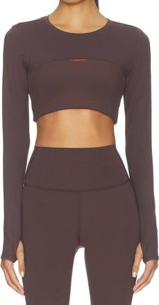 SPLITS59 Amelia Airweight Lite Shrug In Chocolate