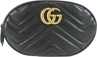 Gucci Pre-owned GG Marmont Lederen Heuptas - Dames - Vintage Heuptassen - Zwart - ONE Size - Leer - Vintage