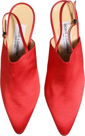 Dolce & Gabbana Womens Red Suede Heel Slingback Shoes