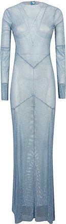 Santa Brands Maxi Uitlopende Jurk met Open Rug - Dames - Avondkleed - Blauw - ONE Size - Katoen - Kleedjes