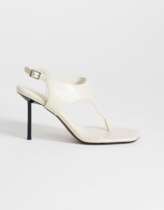 Topshop Sandy - Sandali infradito con tacco alto bianco sporco