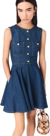 Maje Short flared denim dress in Navy at Nordstrom, Size 42 Eu