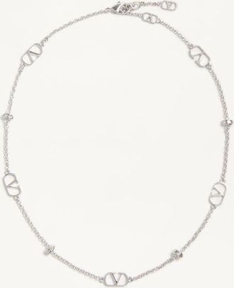 Valentino Garavani Collana VLogo Signature In Metallo E Cristalli Donna PALLADIO/CRYSTAL UNI